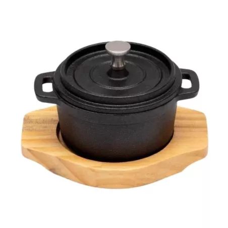 Olla Redonda de Hierro Fundido de 14 x 6.5 Centimetros Negro TIPS KNO-002