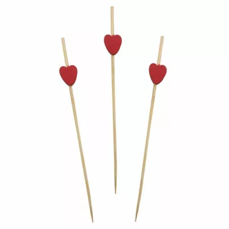 Pincho Decorado de Corazon de 12 Centimetros, Paquete de 50 Unidades TIPS RRA30-08