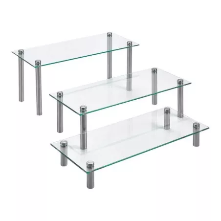 Base Exhibidora Acrilica Transparente con 3 Niveles de 48 x 15 x 6 Centimetros MASTER CHEF 1040N