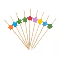 Pincho de Bambu de Estrella de Colores Surtidos de 9 Centimetros, Paquete de 50 Unidades TIPS ARK25-47