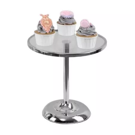 Base de Queque Metalica con Vidrio de Color Plateado de 25 x 25 Centimetros MASTER CHEF CS8009-25S