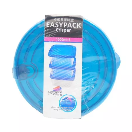 Contenedor Plastico Redondo de 1000 Mililitros, Set de 3 Unidades TIPS E-123-1