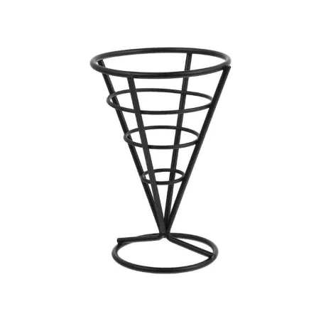 Canasta Conica de Alambre para Snacks de 10 x 15 Centimetros de Color Negro TIPS TCW-027