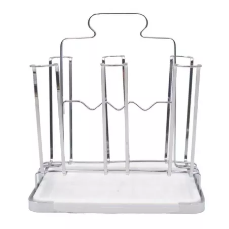 Porta Vasos Metalico Plateado de 6 Compartimientos SIN ASIGNAR 1575 SILVER