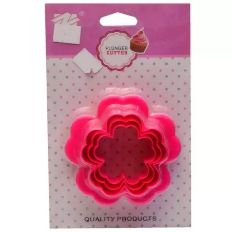 Cortador de Galletas de Flores con Expulsor, Set de 3 Unidades TIPS D-004