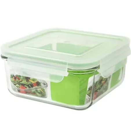 Contenedor de Vidrio Cuadrado Hermetico de 800 Mililitros TIPS A-172-03