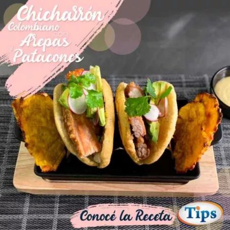 Chicharron Colombiano con Arepas y Patacones TIPS RA0000560