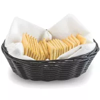 Panera Ovalada de Ratan de 10 x 6.5 x 3 Pulgadas, Color Negro  TABLECRAFT 2476