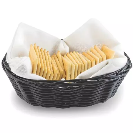 Panera Ovalada de Ratan de 10 x 6.5 x 3 Pulgadas, Color Negro  TABLECRAFT 2476