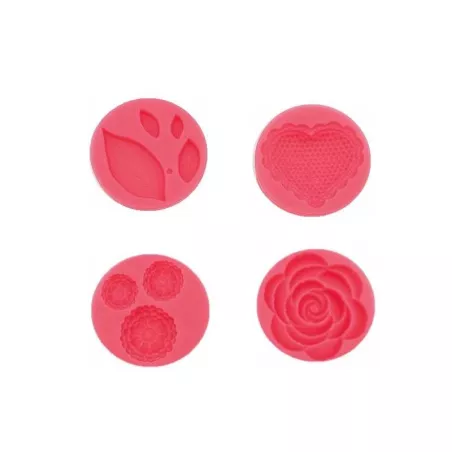 Molde de Silicon para Fondant de Rosa, Set de 4 Piezas TIPS B236