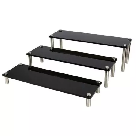 Base Exhibidora Acrilica de Color Negro con 3 Niveles de 48 x 15 x 6 Centimetros MASTER CHEF 1040K