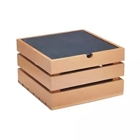 Base Exhibidora Cuadrada de Madera de 25 x 25 x 15 Centimetros MASTER CHEF 6096-3S