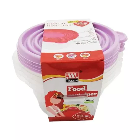 Contenedor Redondo de Plastico de 760 Mililitros, Set de 4 Unidades TIPS E-131