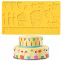 Molde de Silicon para Fondant de Figuras de Cumpleanos TIPS 030-78