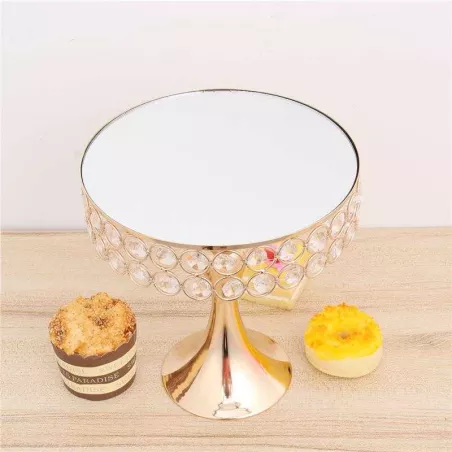 Base de Queque Metalica Dorada de Perlas Redondas de 30 x 40 Centimetros SIN ASIGNAR CS8003-30G