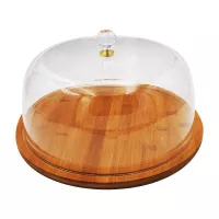 Quequera de Madera con Pedestal con Tapa Acrilica de 13.5 Pulgadas TIPS B-416