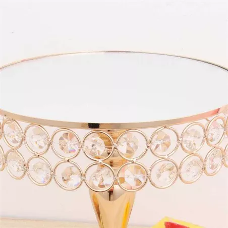 Base de Queque Metalica Dorada de Perlas Redondas de 30 x 40 Centimetros SIN ASIGNAR CS8003-30G