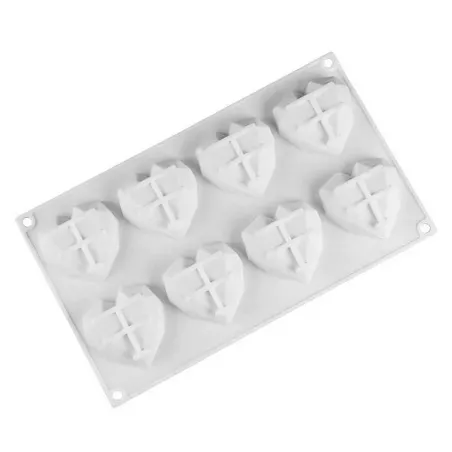 Molde de Silicon Diseno de Corazon Diamante, 8 Cavidades MASTER CHEF SP07