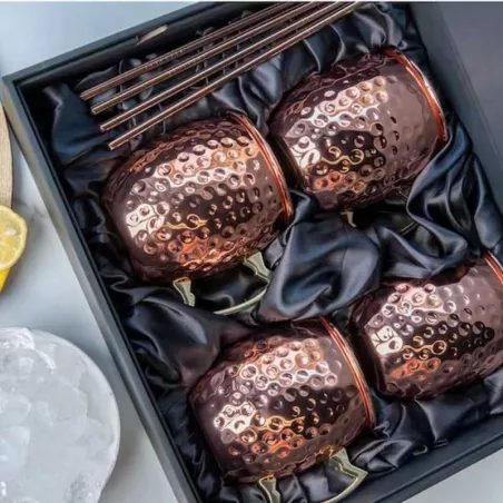 Jarra Moscow Mule de Acero Inoxidable Martillada, Set de 4 Unidades MASTER CHEF 9891834