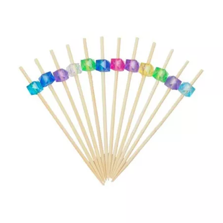 Pincho de Bambu de Cubos de Colores Surtidos de 9 Centimetros, Paquete de 50 Unidades TIPS ARK25-49