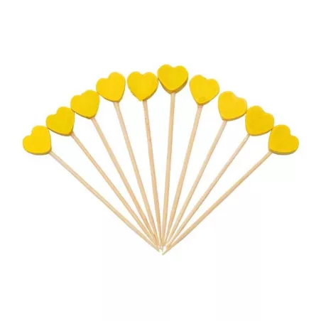 Pincho de Bambu Decorado de Corazon 7 Centimetros, Paquete de 50 Unidades TIPS RRA30-05