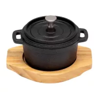 Olla de Hierro Fundido con Base de Madera de 10 x 5 Centimetros TIPS KNO-001