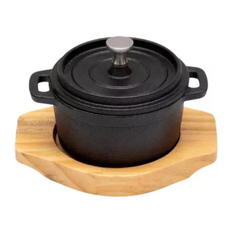 Olla de Hierro Fundido con Base de Madera de 10 x 5 Centimetros TIPS KNO-001