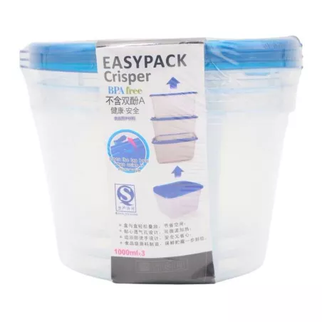 Contenedor Plastico Redondo de 1000 Mililitros, Set de 3 Unidades TIPS E-123-1