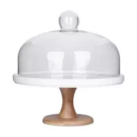 Base de Ceramica de Color Blanco con Pie de Madera de 28 x 12 Centimetros MASTER CHEF CS2121-28