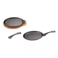 Sarten Ovalado para Fajitas de Hierro Fundido con Base de Madera de 26 x 18 Centimetros TIPS KNO-031