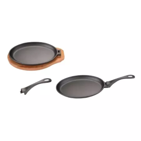 Sarten Ovalado para Fajitas de Hierro Fundido con Base de Madera de 26 x 18 Centimetros TIPS KNO-031