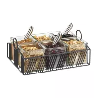 Rack Porta Frascos Doble de 6 Cavidades 33 x 24 x 10 Centimetros Negro MASTER CHEF 6341-2