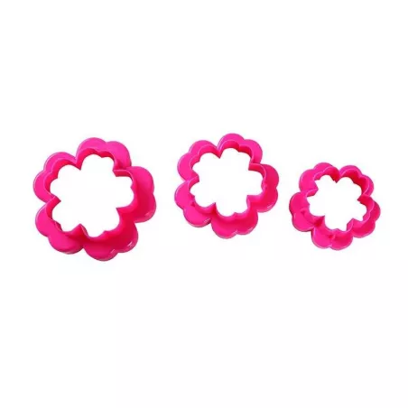 Cortador de Galletas de Flores con Expulsor, Set de 3 Unidades TIPS D-004