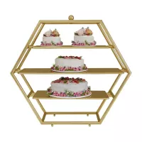 Exhibidor Metalico de 3 Niveles de Color Dorado de 52 x 54 Centimetros MASTER CHEF CS8042-G