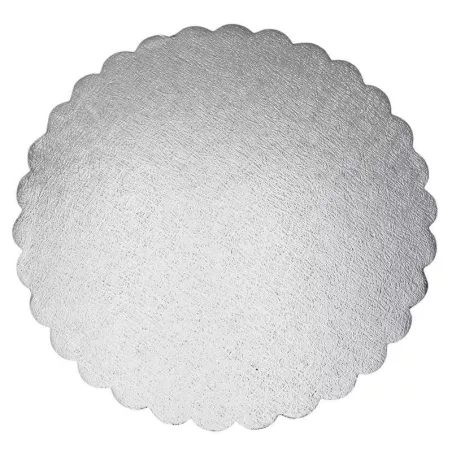 Base de Carton Redondo Ondulado de 15 Centimetros de Color Plateado, Paquete de 10 Unidades TIPS DGD023S