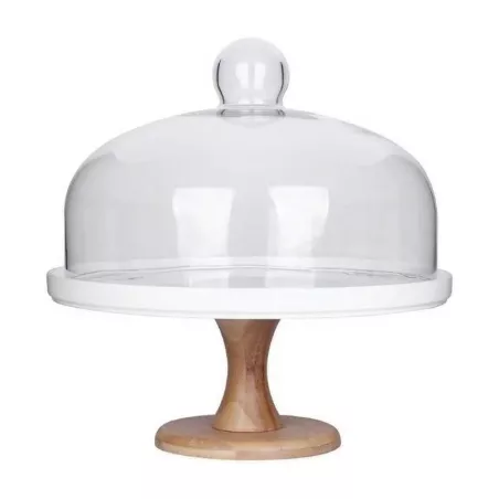 Base de Ceramica de Color Blanco con Pie de Madera de 25 x 12 Centimetros MASTER CHEF CS2121-25