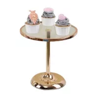 Base de Queque Metalica con Vidrio de Color Dorada de 20 x 20 Centimetros MASTER CHEF CS8009-20G