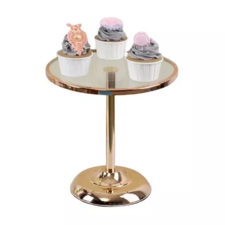 Base de Queque Metalica con Vidrio de Color Dorada de 20 x 20 Centimetros MASTER CHEF CS8009-20G