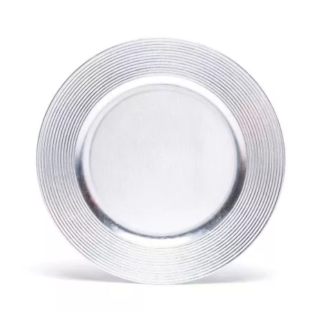 Plato Base Redondo de Plastico Plateado de 13 Pulgadas SIN ASIGNAR NHS3548