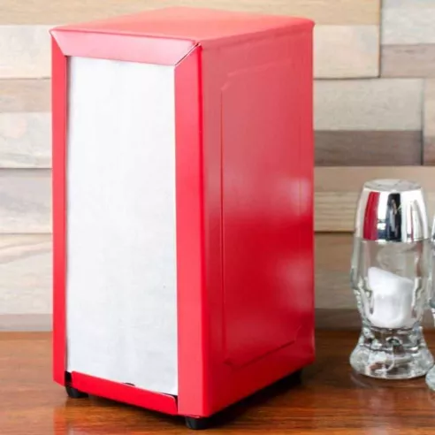 Servilletero Plegable en Acero de 7 Pulgadas, Color Rojo TABLECRAFT 2211