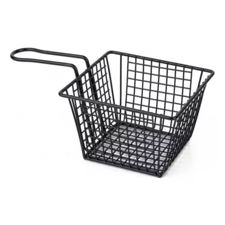 Canasta de Mini Snacks Cuadrada de Acero Inoxidable de 10 x 10 Centimetros de Color Negro TIPS TCW-021