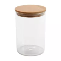 Frasco de Vidrio Claro con Tapa de Madera de 800 Mililitros TIPS OLL-004