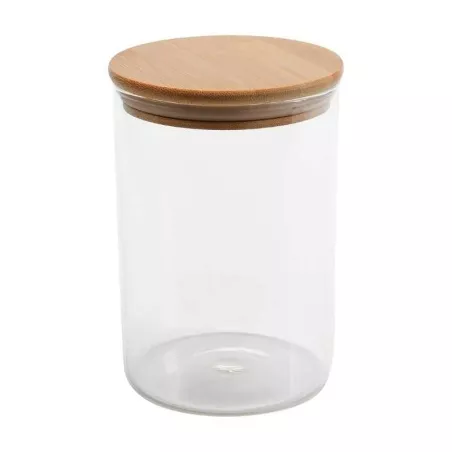 Frasco de Vidrio Claro con Tapa de Madera de 800 Mililitros TIPS OLL-004