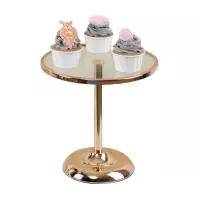 Base de Queque Metalica con Vidrio de Color Dorada de 25 x 25 Centimetros MASTER CHEF CS8009-25G