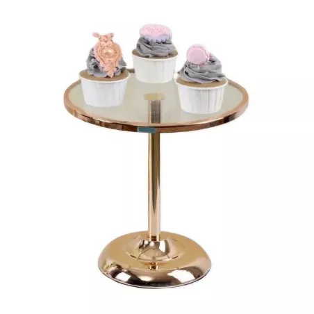 Base de Queque Metalica con Vidrio de Color Dorada de 25 x 25 Centimetros MASTER CHEF CS8009-25G