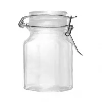 Frasco de Vidrio Transparente con Abrazadera de 130 Mililitros VETRO A-188