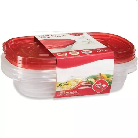 Contenedor Plastico Rectangular de 950 Mililitros, Set de 3 Unidades TIPS E-132