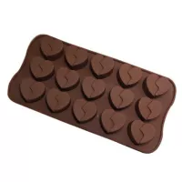 Molde Silicon con Diseno de Corazones Partidos, 15 Cavidades MASTER CHEF 169