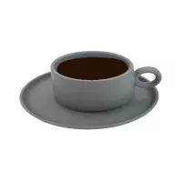 Taza con Plato de Color Gris, Set de 2 Unidades TIPS HXT-053