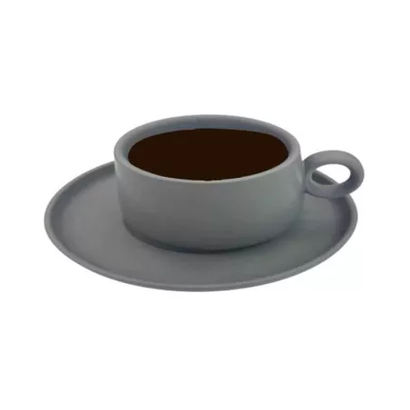 Taza con Plato de Color Gris, Set de 2 Unidades TIPS HXT-053